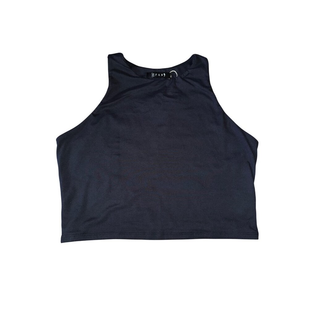 Efan Black High-Neck Sleeveless Crop Top XL Yoga Gym‎ Athletic Sports Stretch